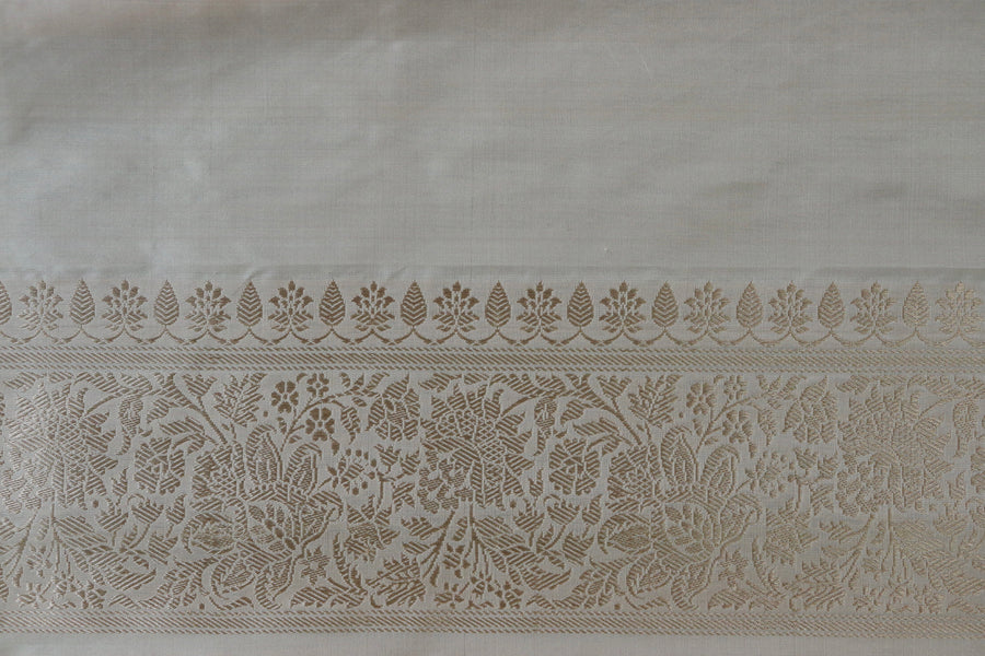 Ivory Kimkhab Pure Silk Banarasi Handloom Saree