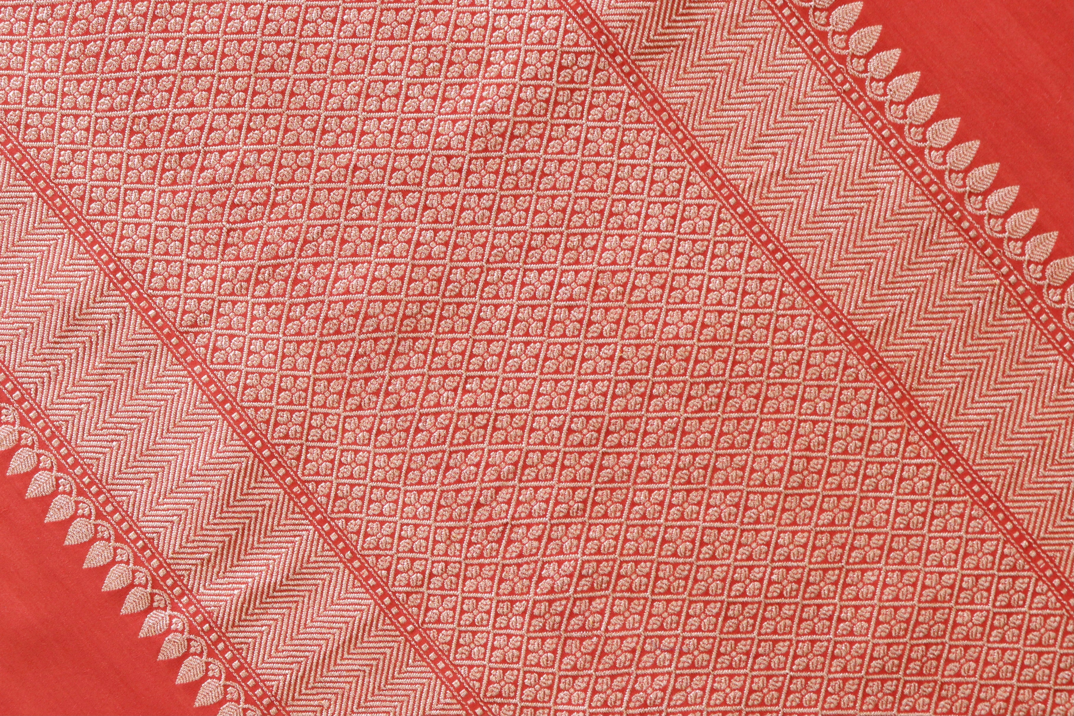 Rust Orange Kadhua Motif Munga Silk Handloom Saree