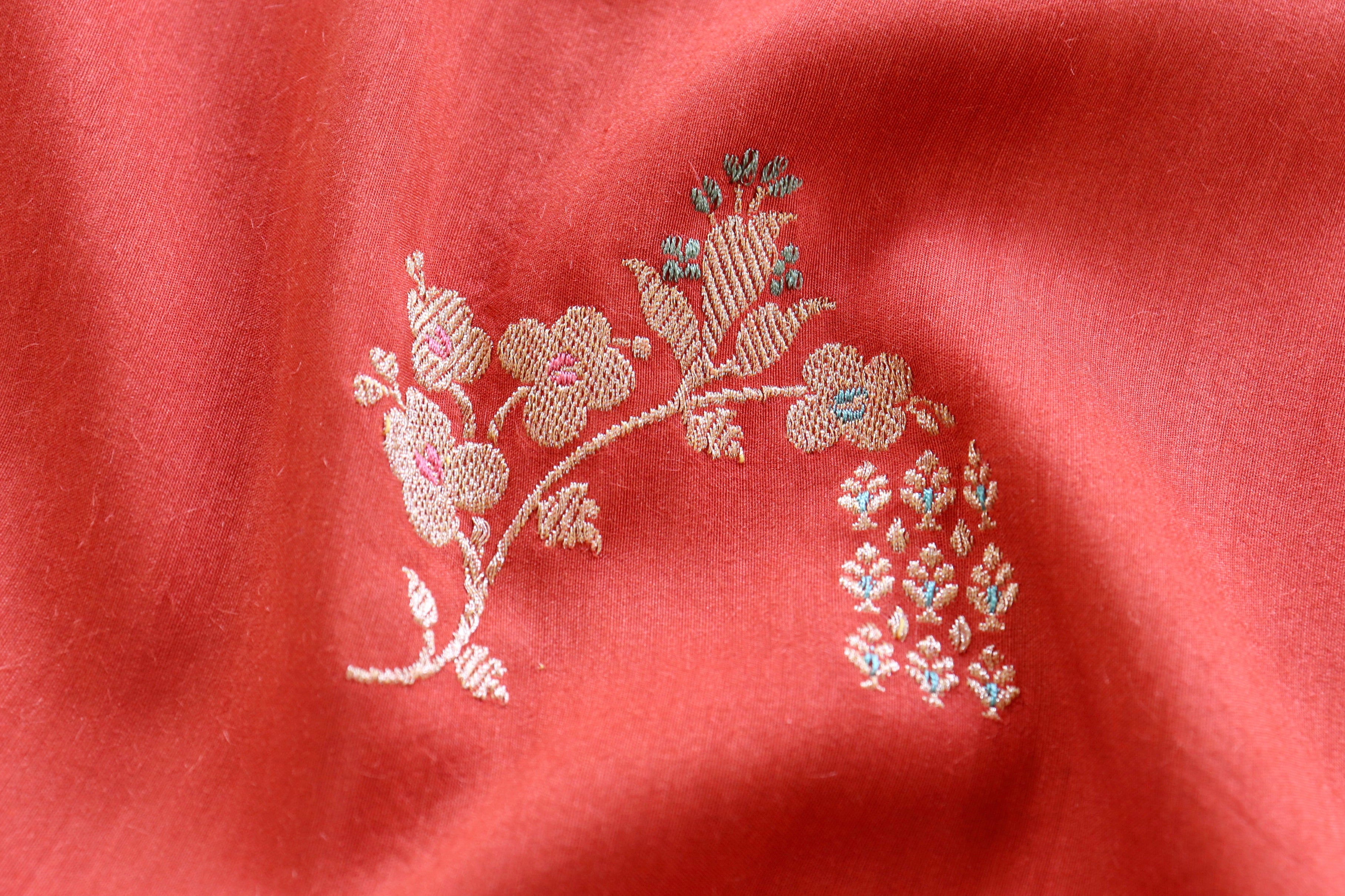 Rust Orange Kadhua Motif Munga Silk Handloom Saree