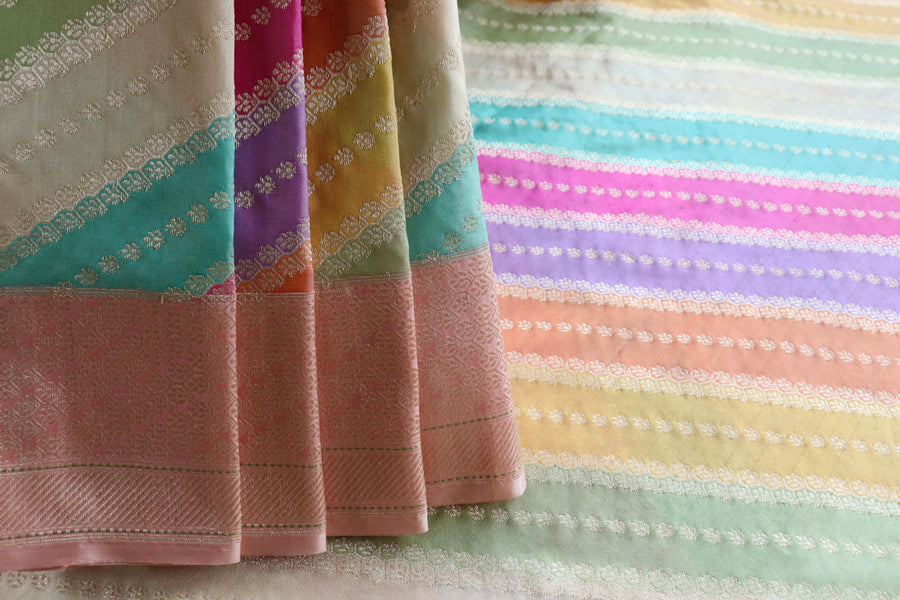 Pallu detail of Multicolor Rangkaat Banarasi saree