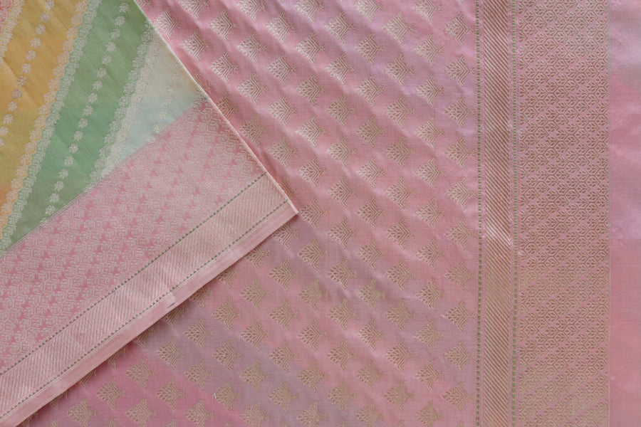 Colour close-up of Multicolor Rangkaat Banarasi saree