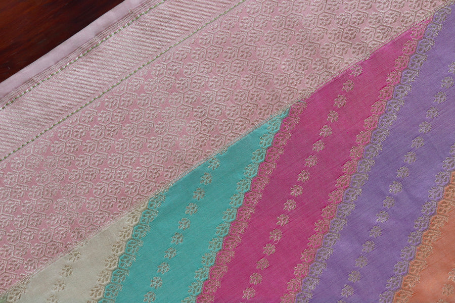 Full drape of Multicolor Rangkaat pure silk Banarasi saree