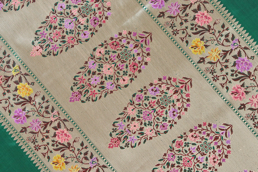 Green Meenadar Kadhua  Pure Silk Handloom Banarasi Saree