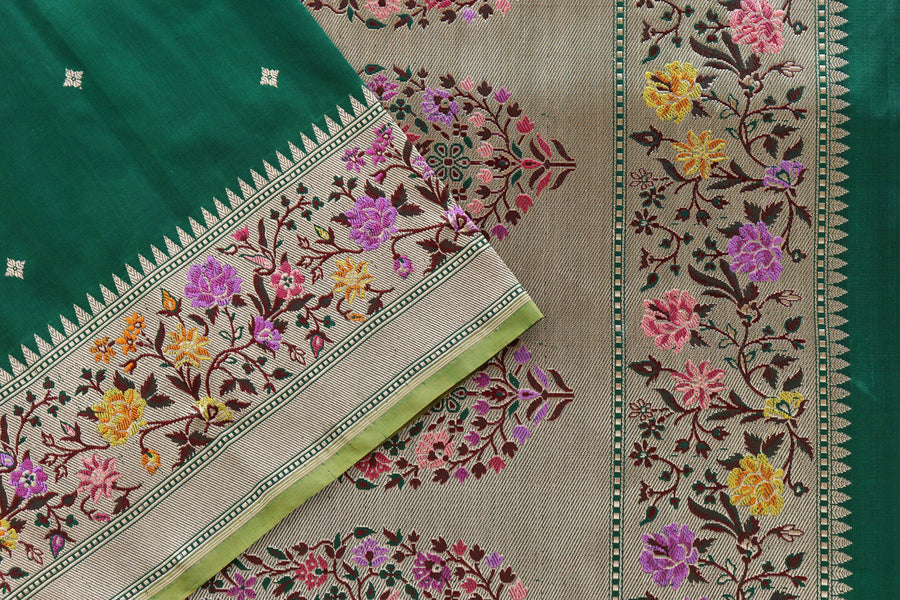 Green Meenadar Kadhua  Pure Silk Handloom Banarasi Saree