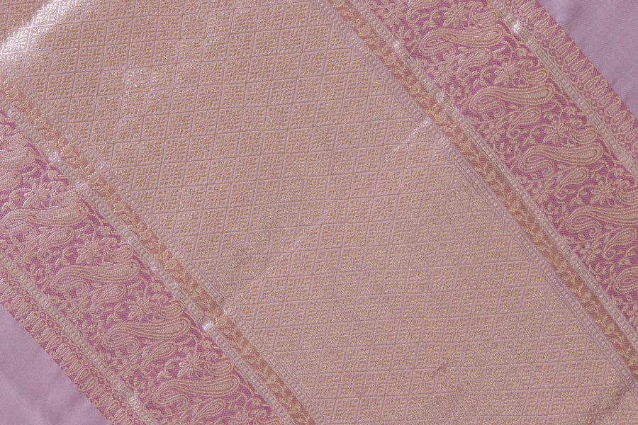 Pink Banarasi Handwoven Satin Silk Saree