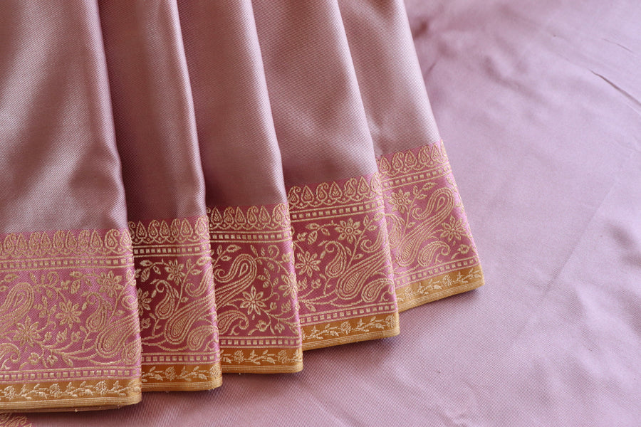 Pink Banarasi Handwoven Satin Silk Saree