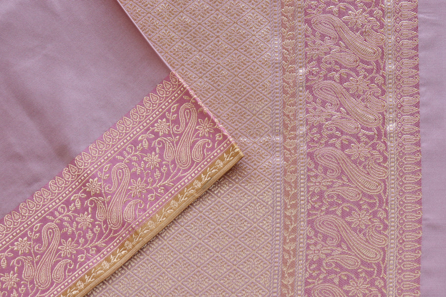 Pink Banarasi Handwoven Satin Silk Saree