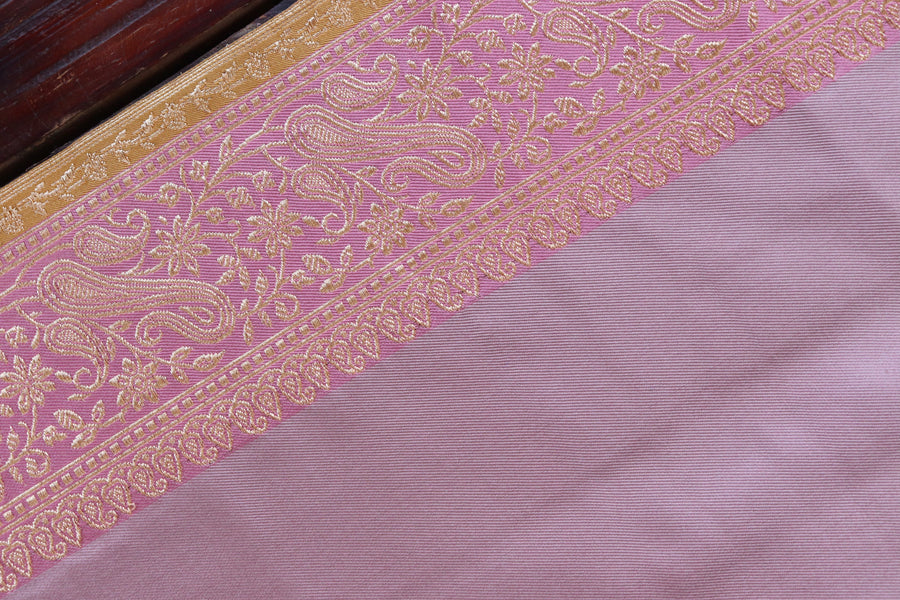 Pink Banarasi Handwoven Satin Silk Saree