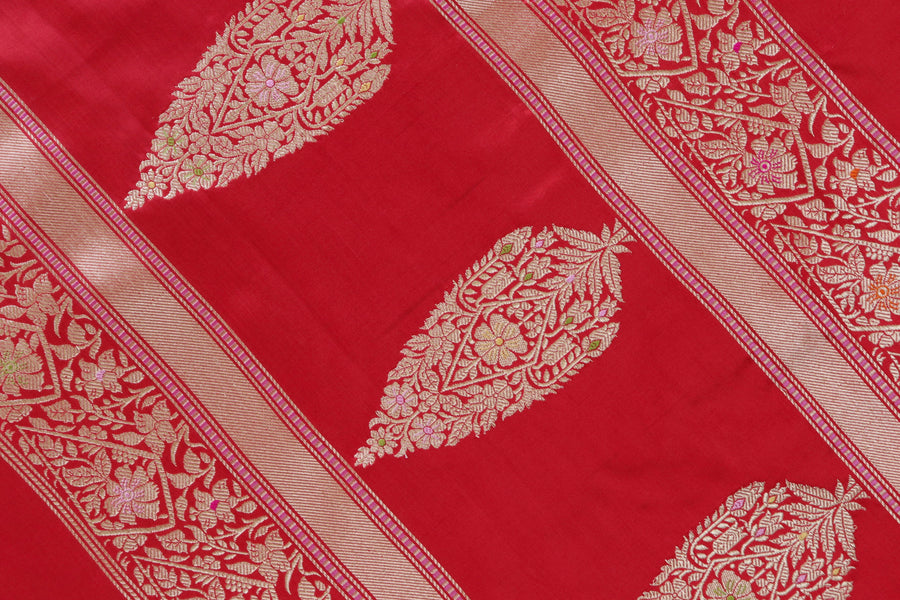 Red Kairy Pure Silk Handloom Banarasi Saree