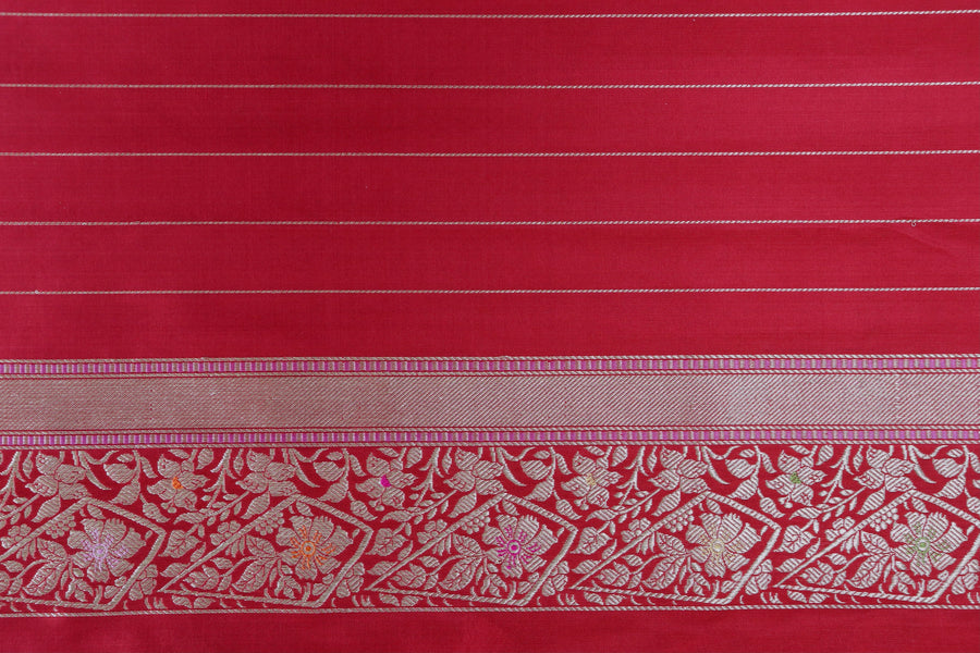 Red Kairy Pure Silk Handloom Banarasi Saree