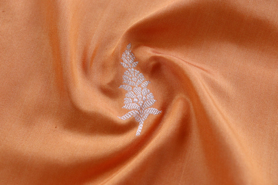 Coral Orange Kadhua Motif Pure Silk Banarasi Saree | Stuti Weaves