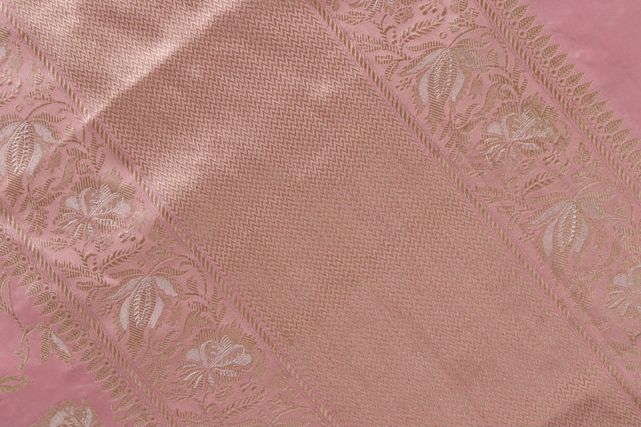 Soft Pink Chinar Jangla Pure Silk Banarasi Saree | Stuti Weaves