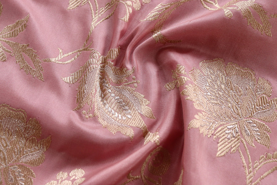 Soft Pink Chinar Jangla Pure Silk Banarasi Saree | Stuti Weaves