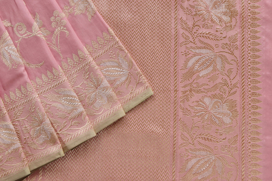 Soft Pink Chinar Jangla Pure Silk Banarasi Saree | Stuti Weaves