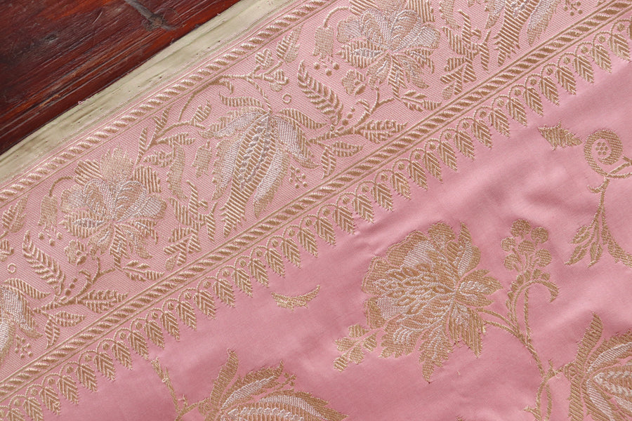 Soft Pink Chinar Jangla Pure Silk Banarasi Saree | Stuti Weaves