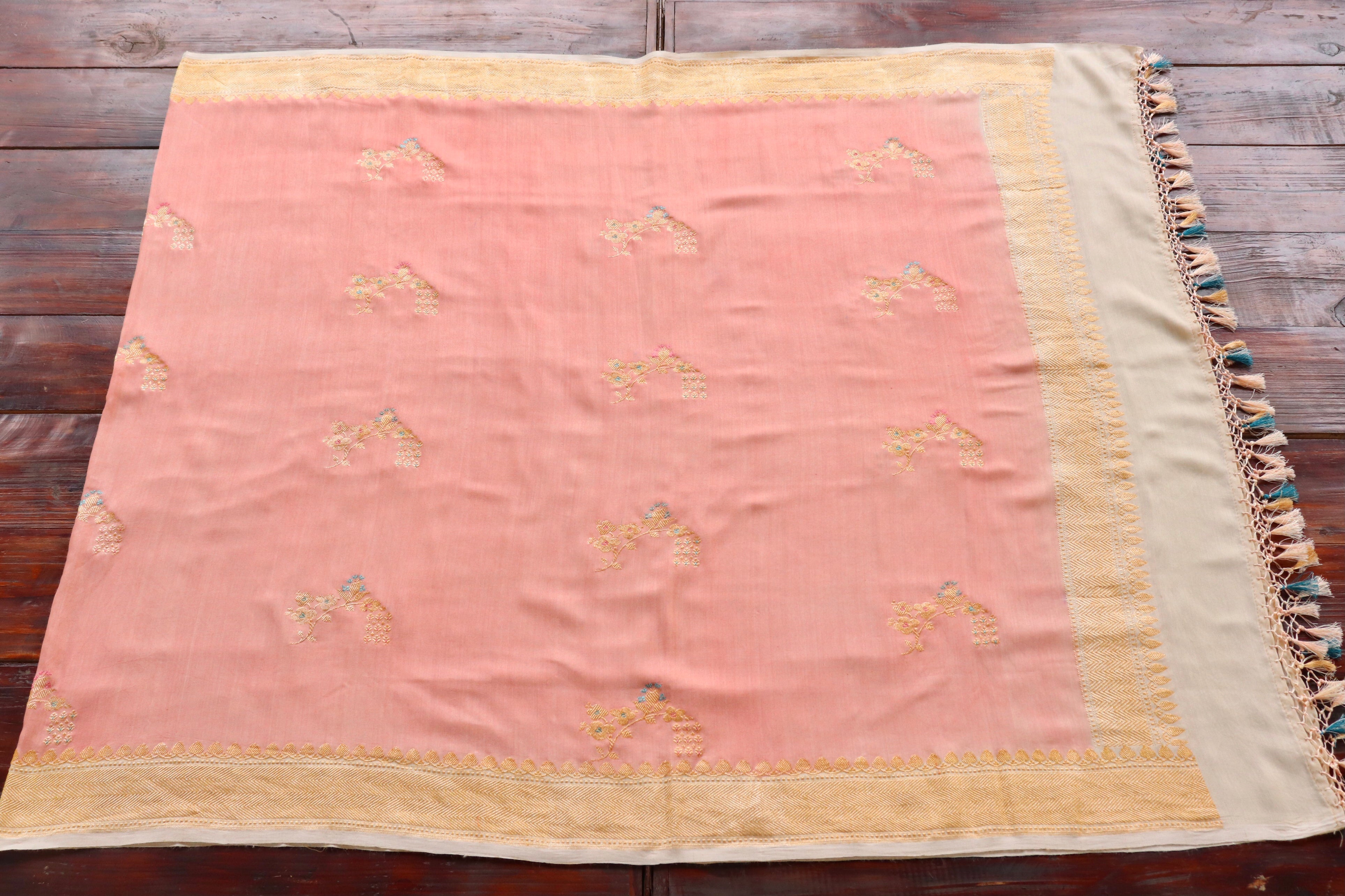 Peach Kadhua Meenadar Munga Silk Handloom Saree