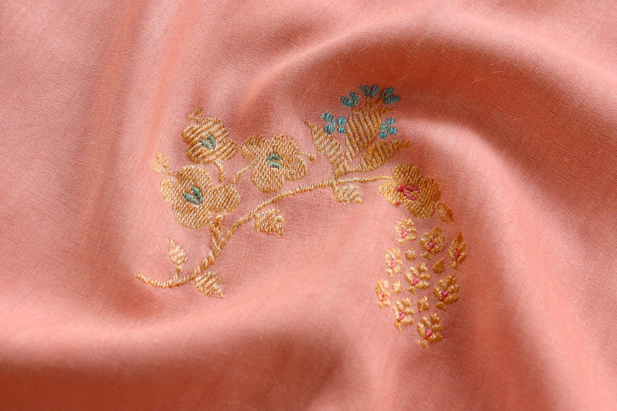 Peach Kadhua Meenadar Munga Silk Handloom Saree