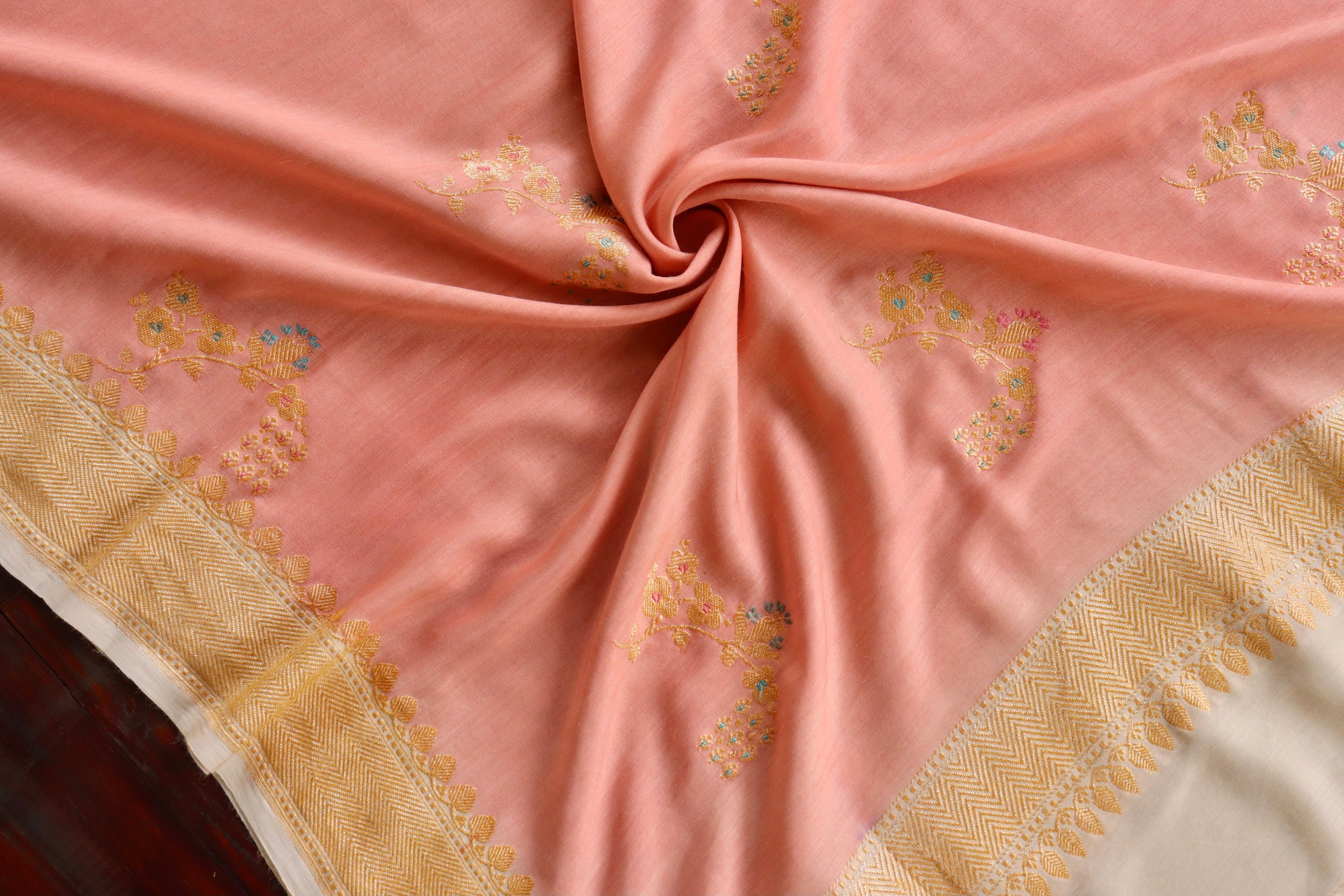 Peach Kadhua Meenadar Munga Silk Handloom Saree