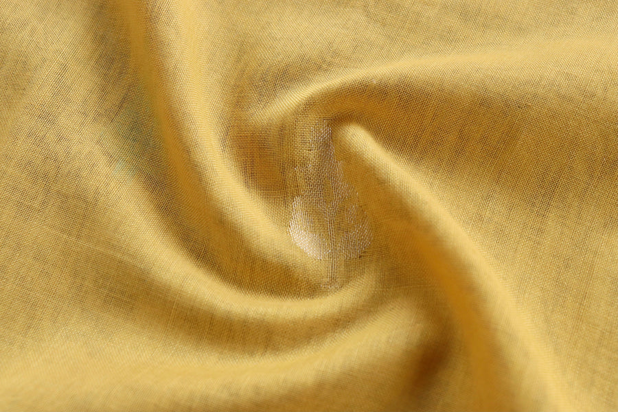 Yellow Cotton Kadhua Motif Banarasi Handloom Saree