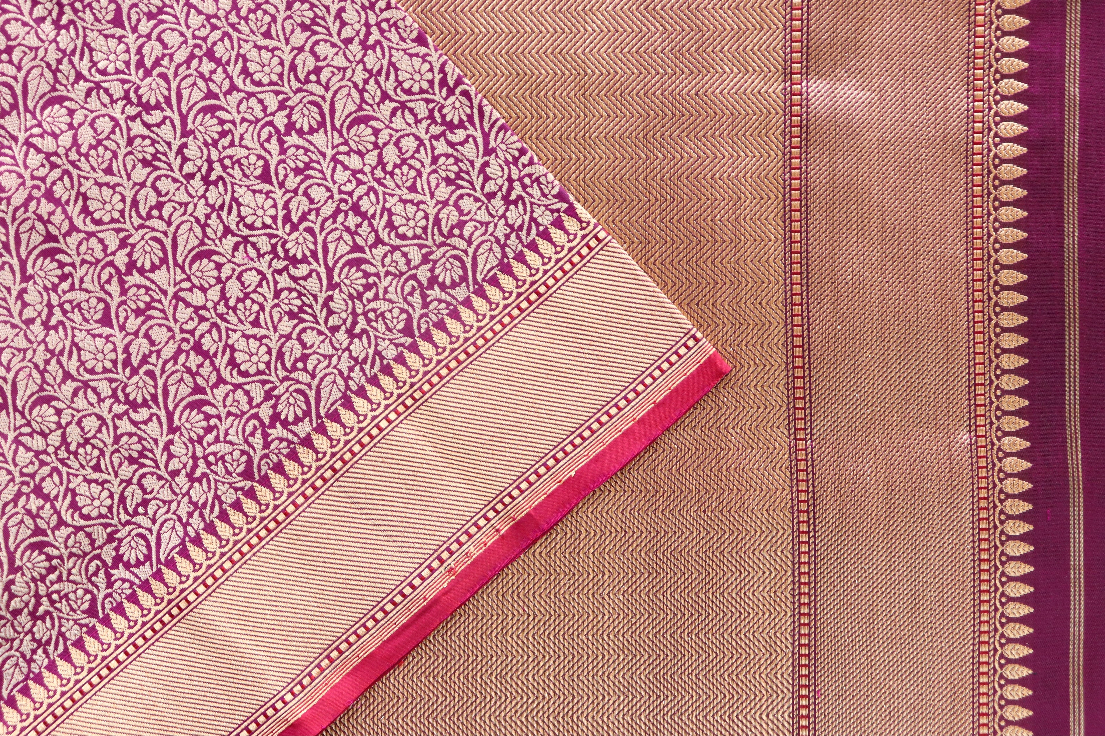 Plum Handwoven Zari Tanchoi Silk Saree