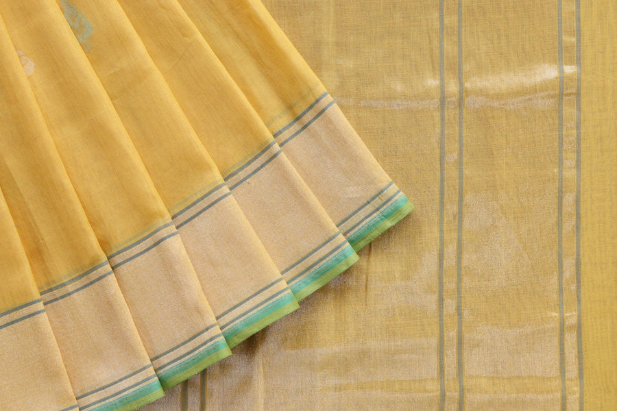 Yellow Cotton Kadhua Motif Banarasi Handloom Saree