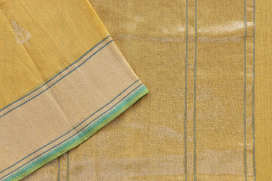 Yellow Cotton Kadhua Motif Banarasi Handloom Saree