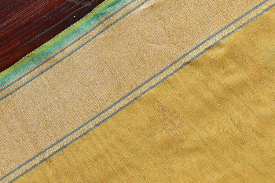 Yellow Cotton Kadhua Motif Banarasi Handloom Saree