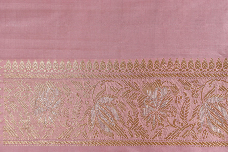 Soft Pink Chinar Jangla Pure Silk Banarasi Saree | Stuti Weaves