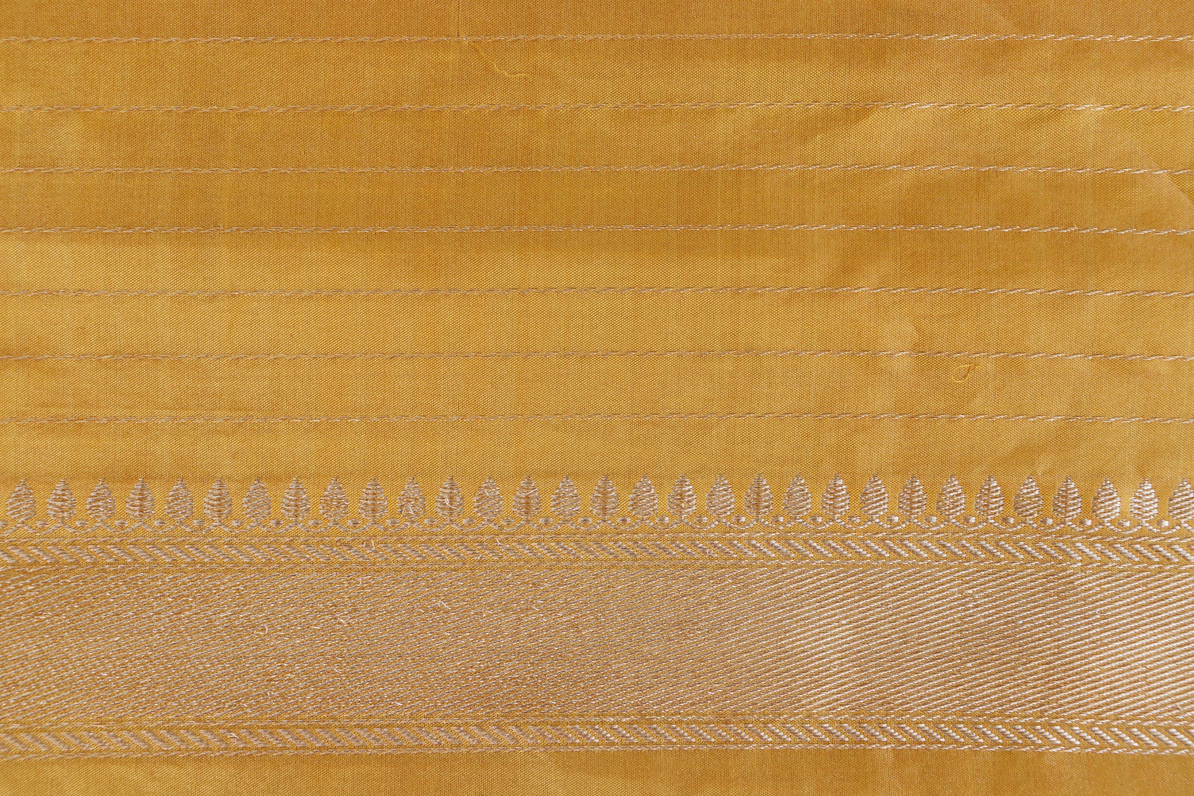 Ivory & Mustard Tissue With Meenadar Silk Kadiyal Banarasi Saree