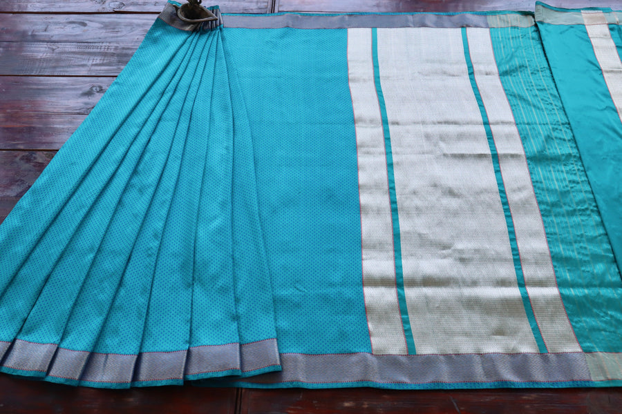 Blue Do Rukhi Resham Handwoven Banarasi Tanchoi Silk Saree