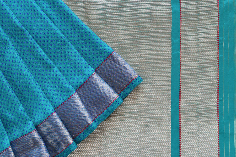 Blue Do Rukhi Resham Handwoven Banarasi Tanchoi Silk Saree