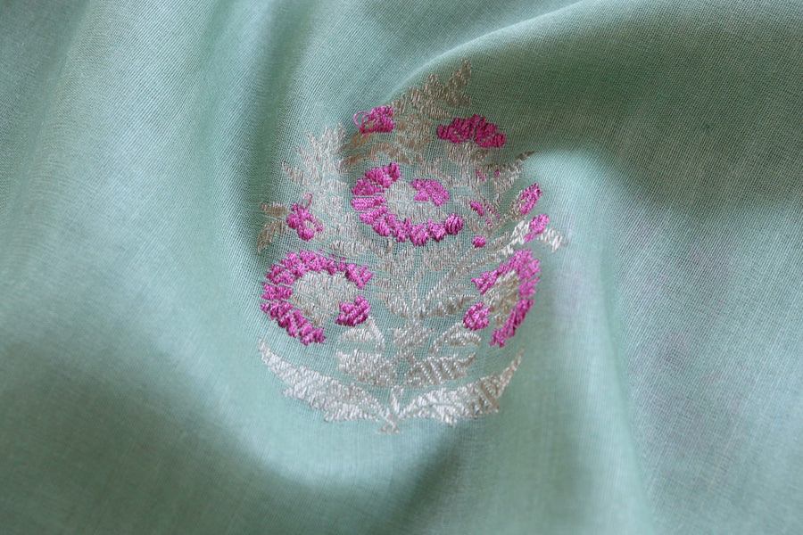 Pistachio Green Kadhua Motif Munga Silk Saree | Stuti Weaves