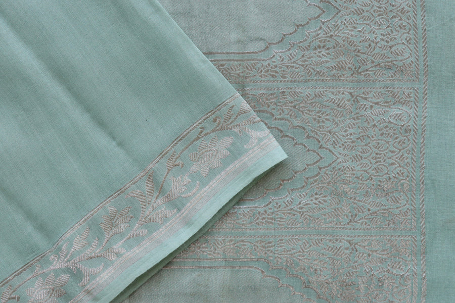 Pistachio Green Kadhua Motif Munga Silk Saree | Stuti Weaves