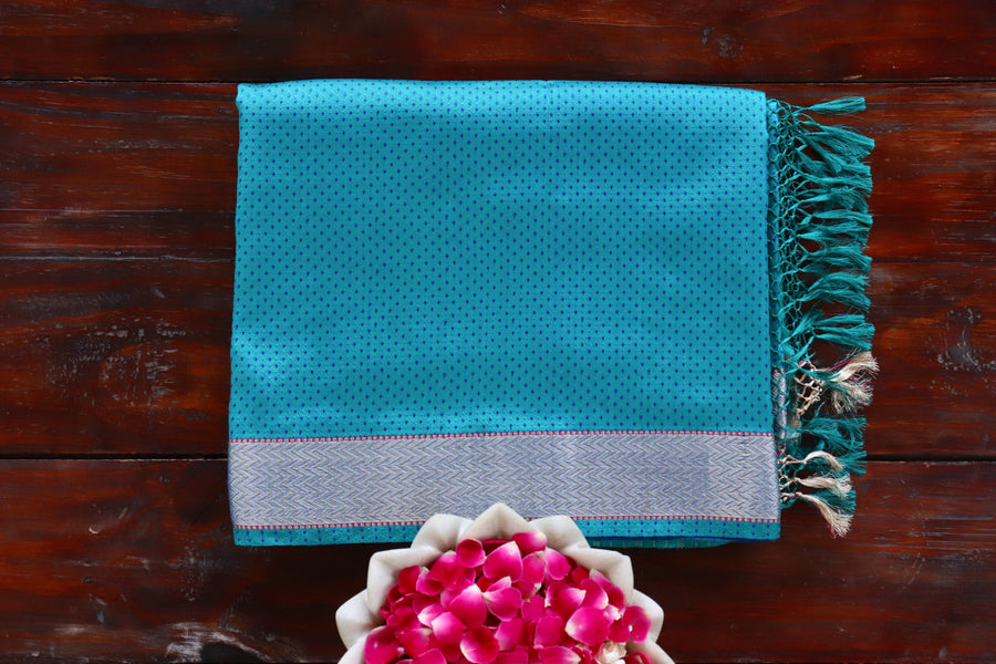 Blue Do Rukhi Resham Handwoven Banarasi Tanchoi Silk Saree