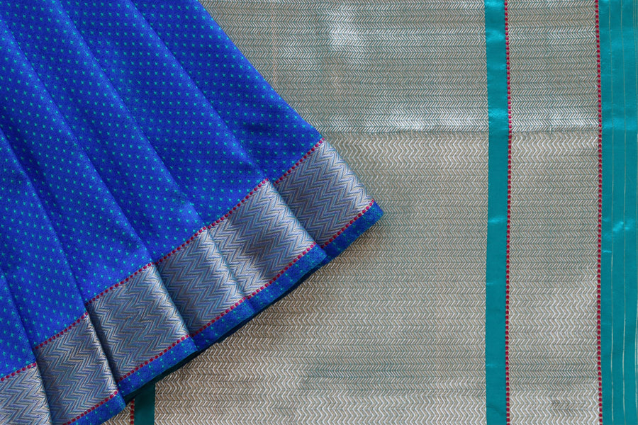 Blue Do Rukhi Resham Handwoven Banarasi Tanchoi Silk Saree