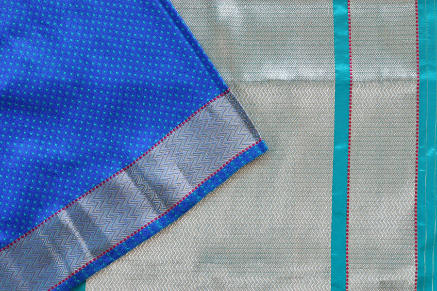 Blue Do Rukhi Resham Handwoven Banarasi Tanchoi Silk Saree