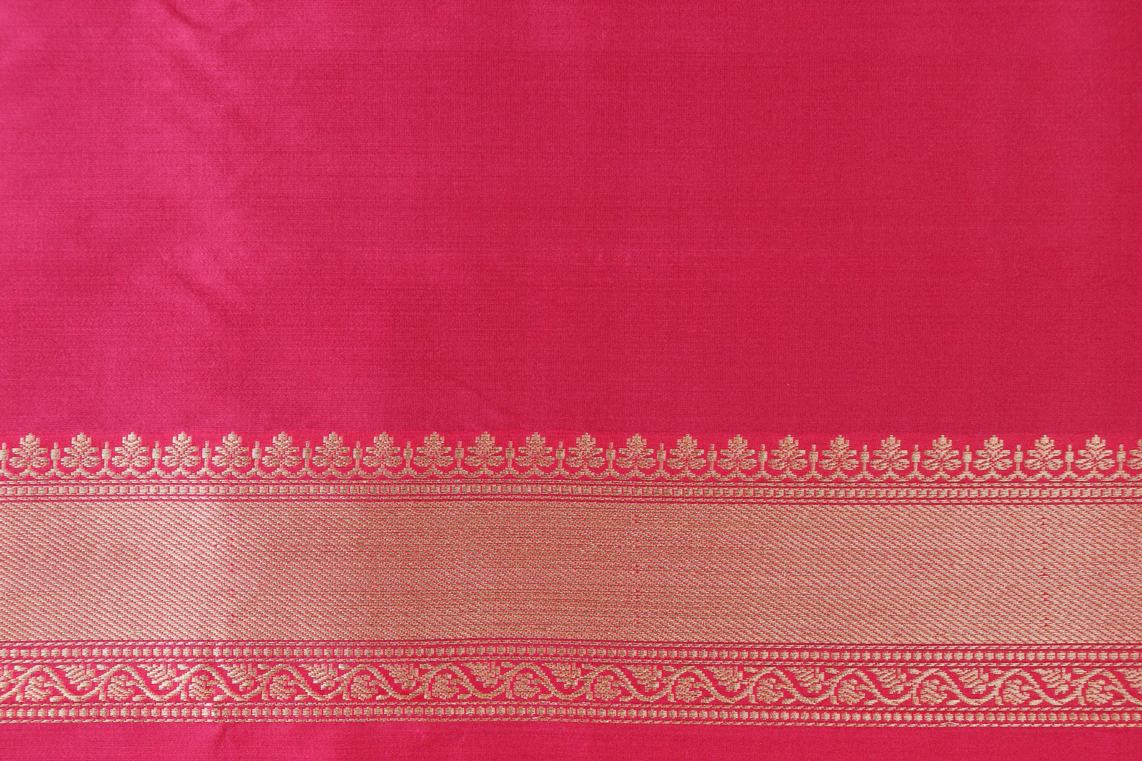 Bright Pink Handwoven Banarasi Tanchoi Silk Saree