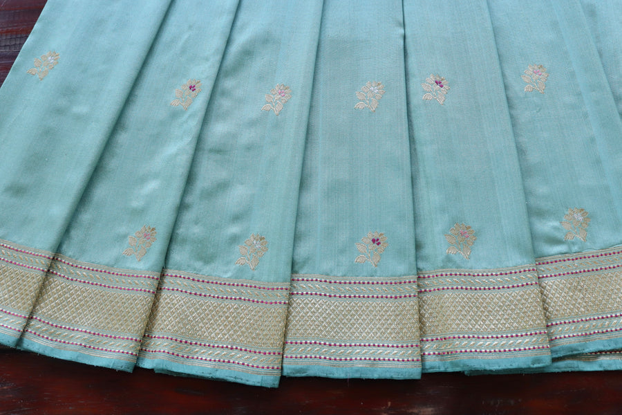 Sky Blue Kadhua Motif Pure Silk Handloom Banarasi Saree