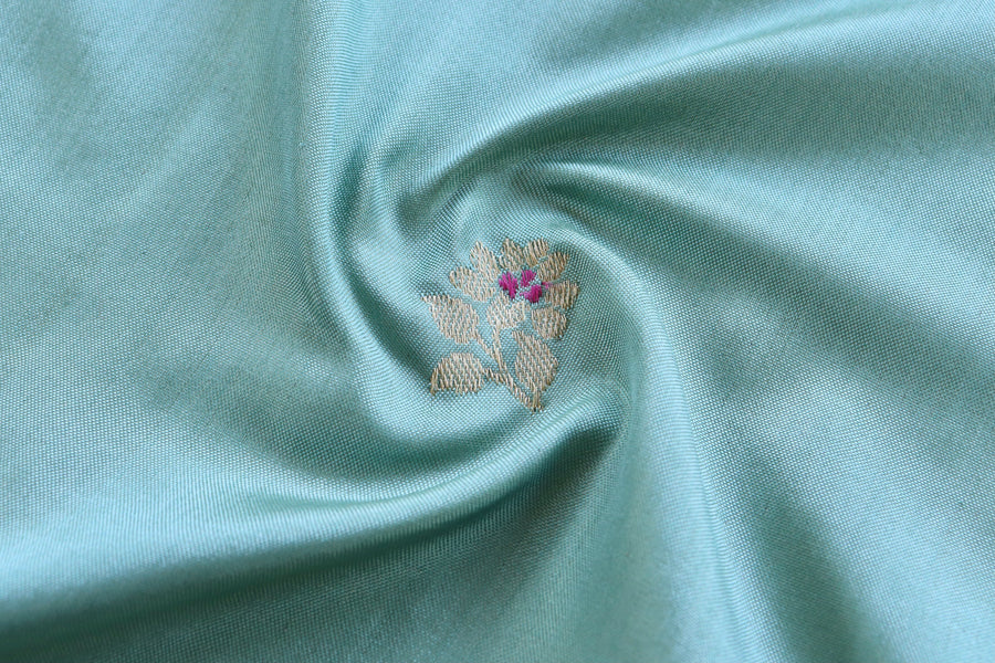 Sky Blue Kadhua Motif Pure Silk Handloom Banarasi Saree