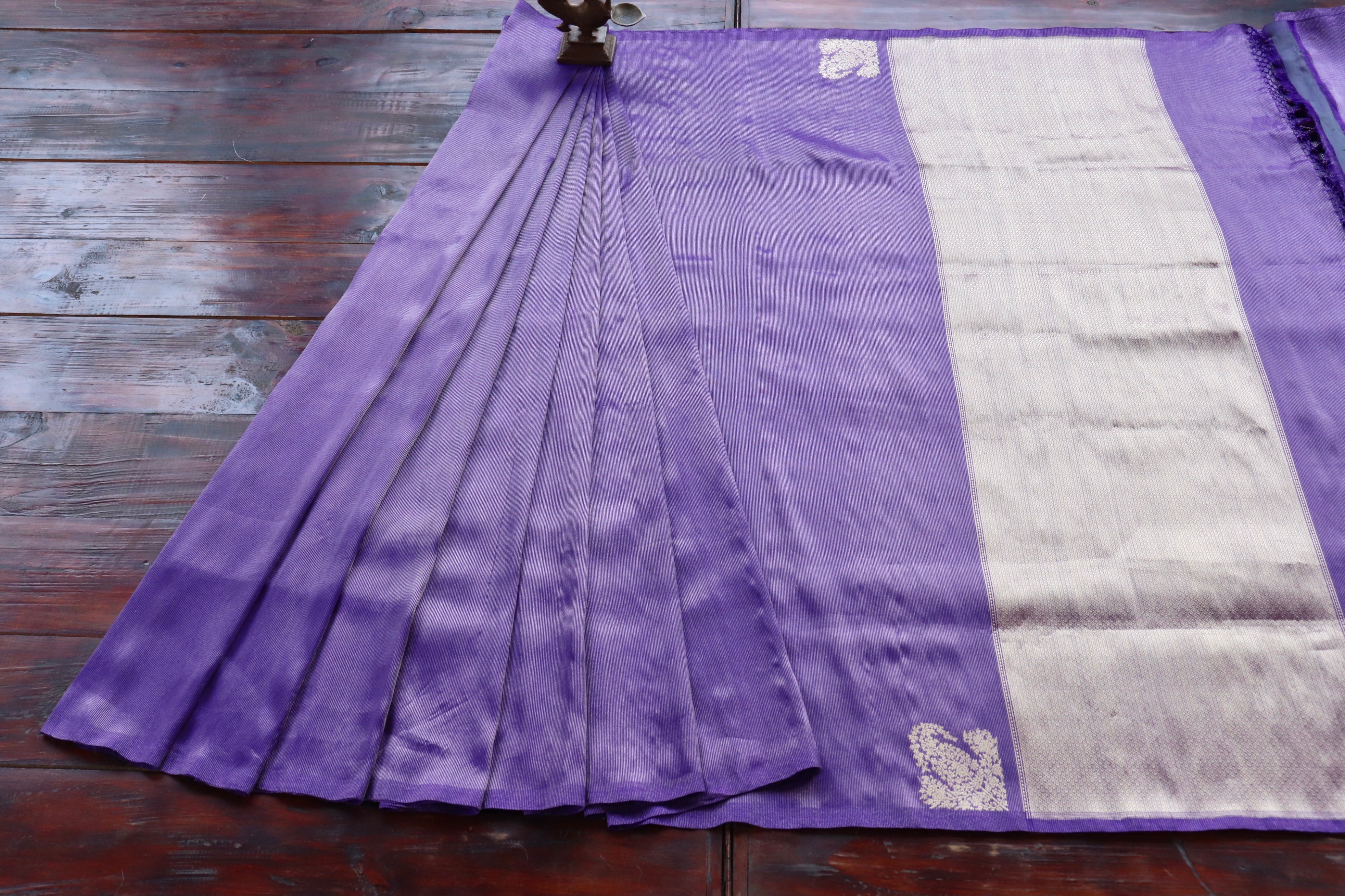 Bright Purple Tissue Silk Banarasi Handwoven Saree