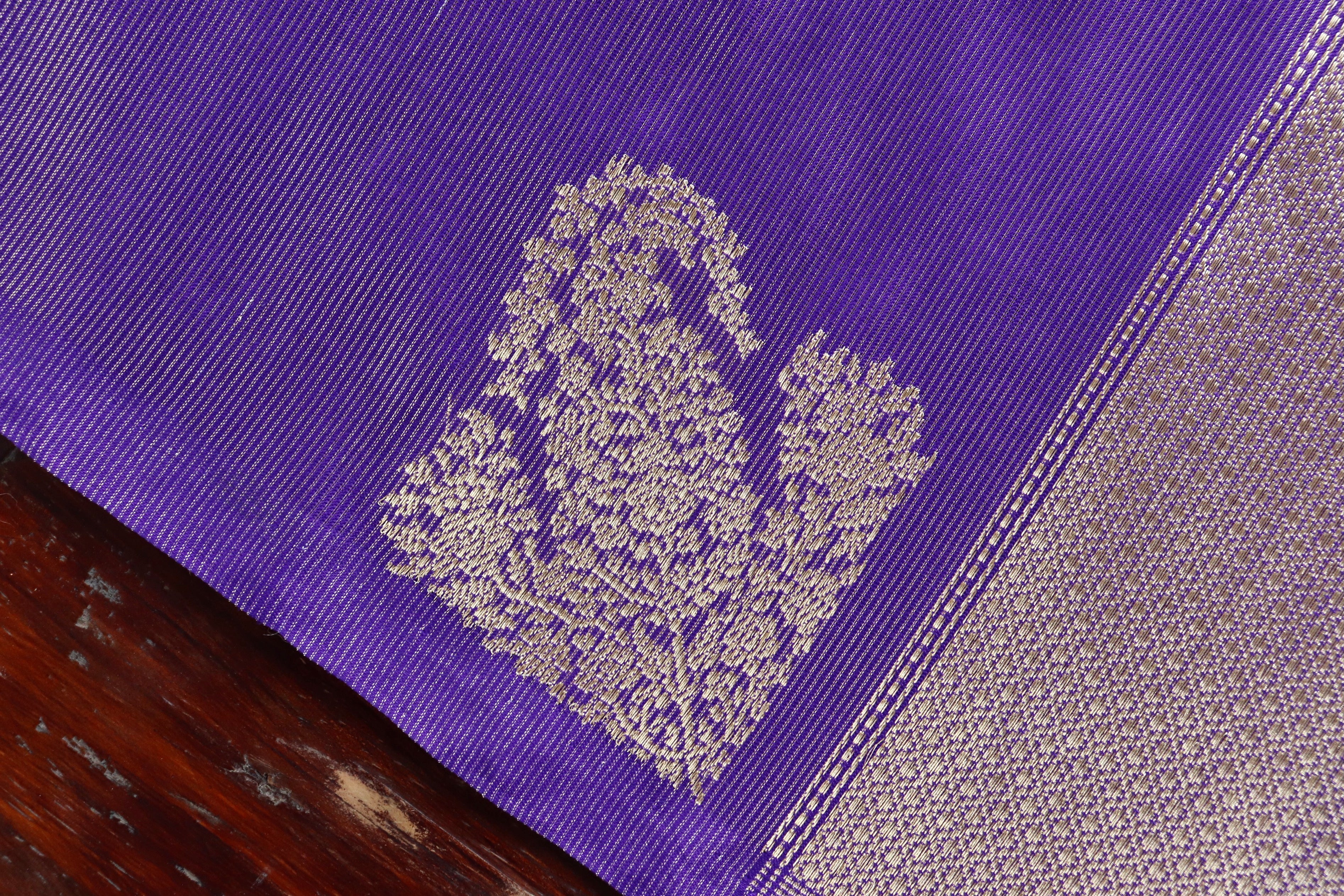 Bright Purple Tissue Silk Banarasi Handwoven Saree