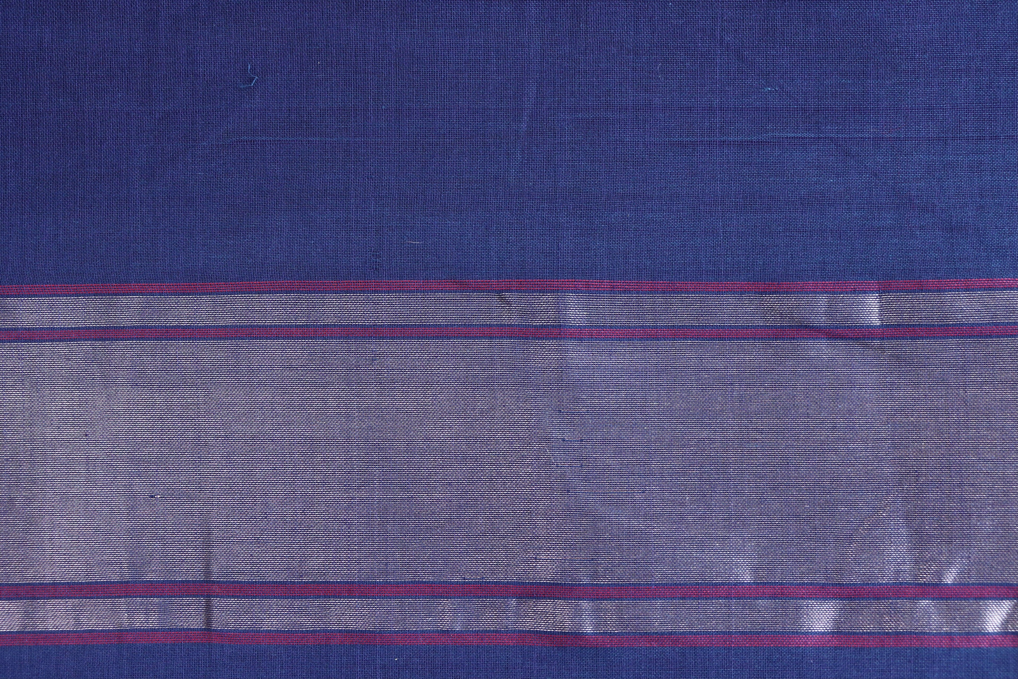 Blue Cotton Kadhua Motif Banarasi Handloom Saree