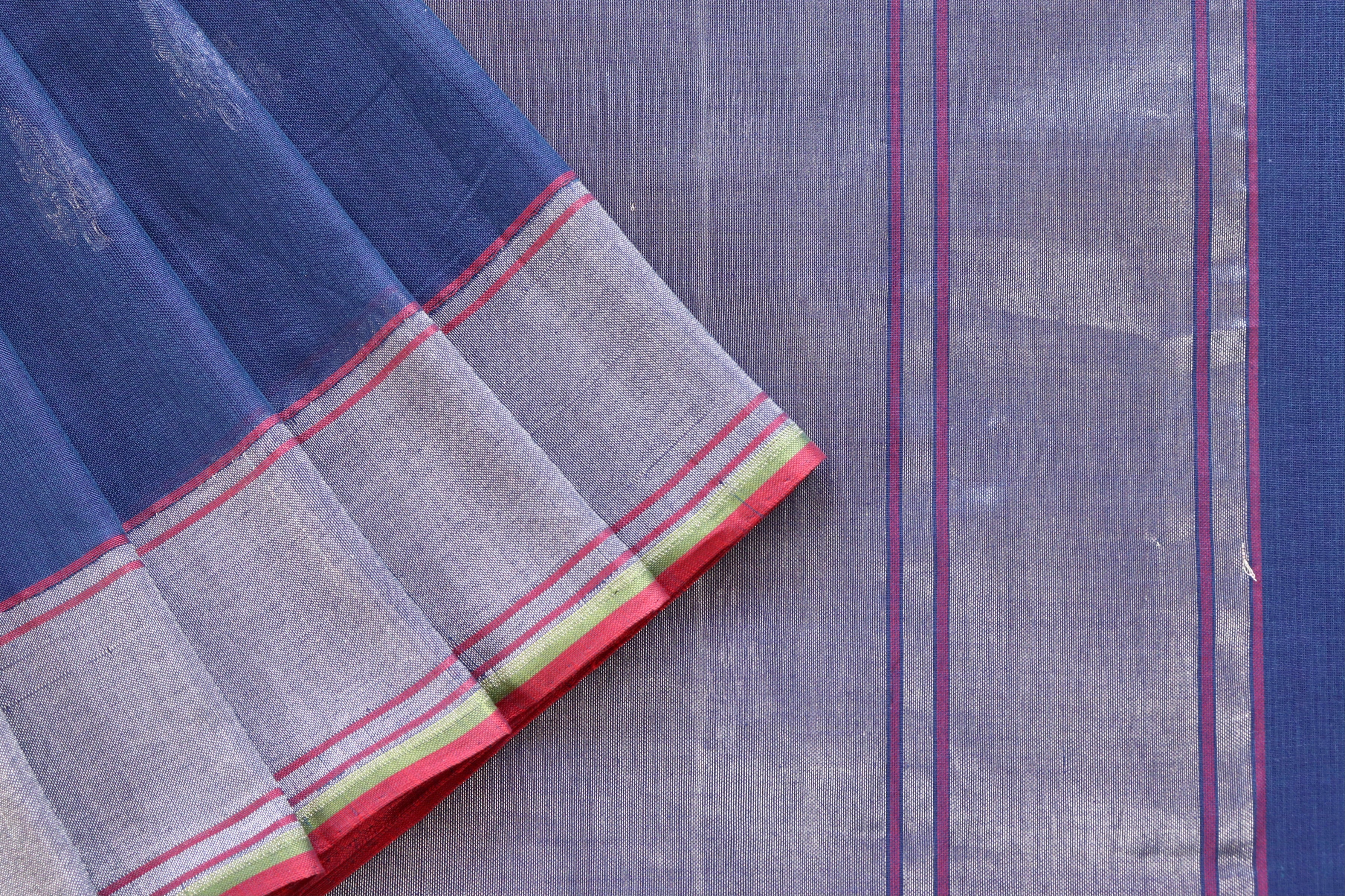 Blue Cotton Kadhua Motif Banarasi Handloom Saree