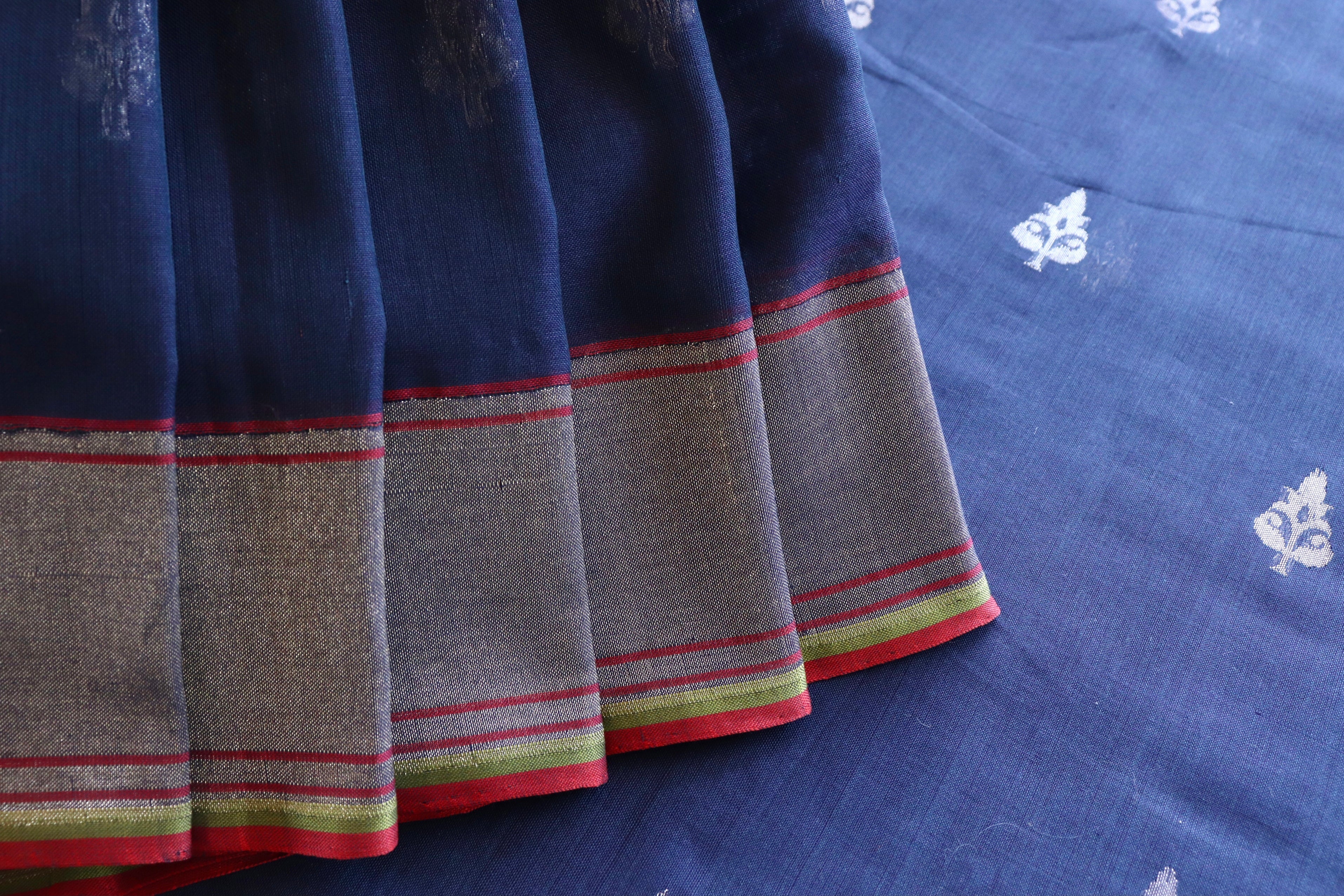 Blue Cotton Kadhua Motif Banarasi Handloom Saree