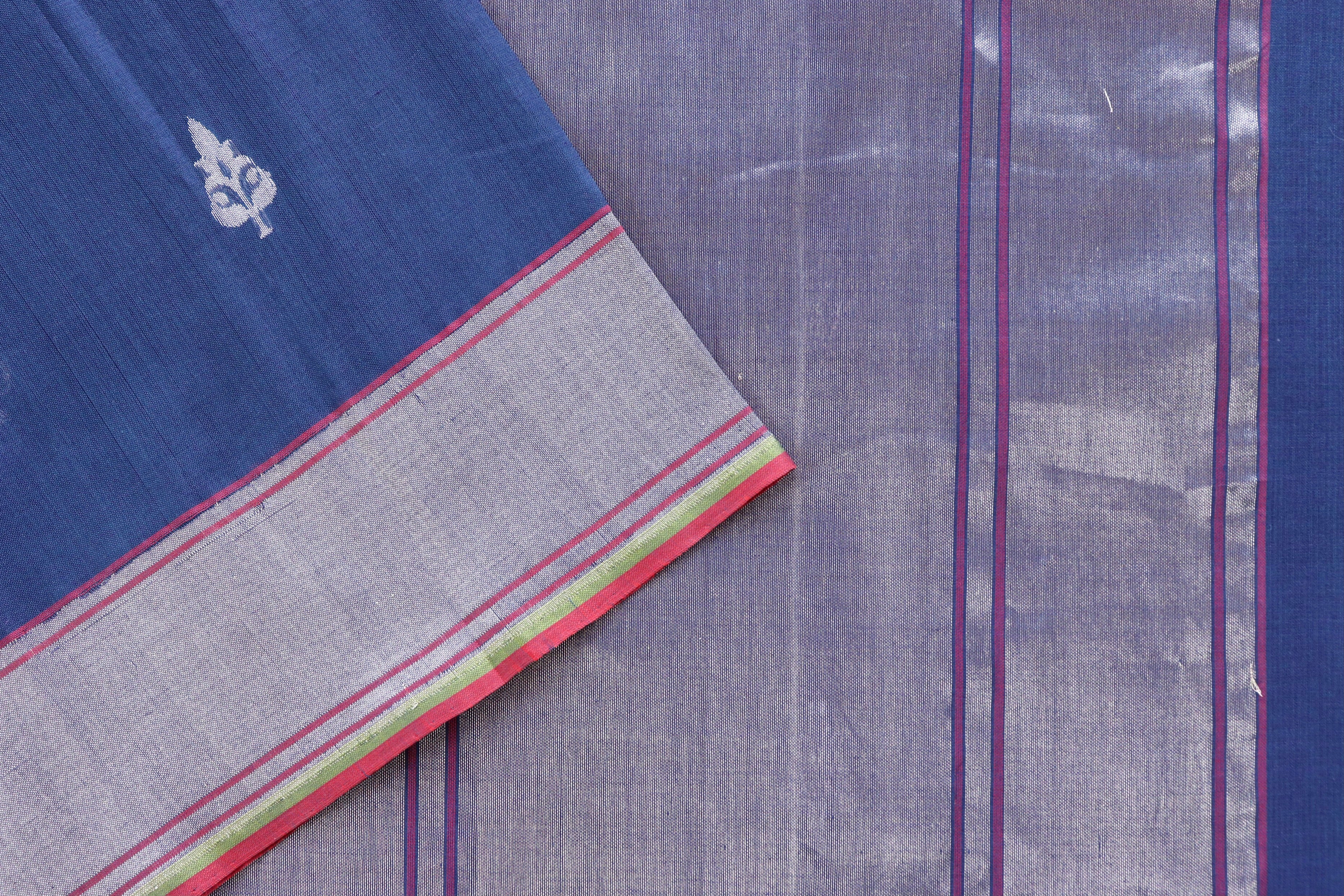 Blue Cotton Kadhua Motif Banarasi Handloom Saree