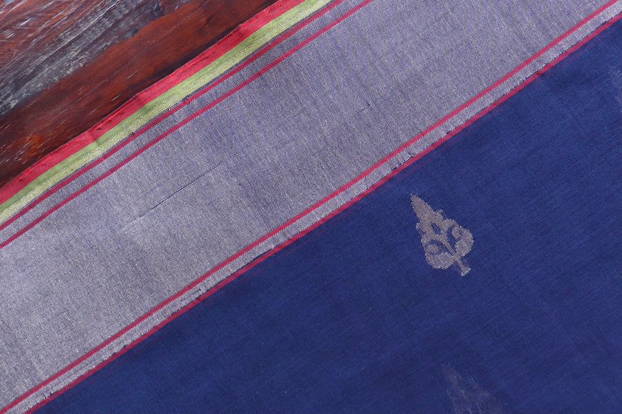 Blue Cotton Kadhua Motif Banarasi Handloom Saree