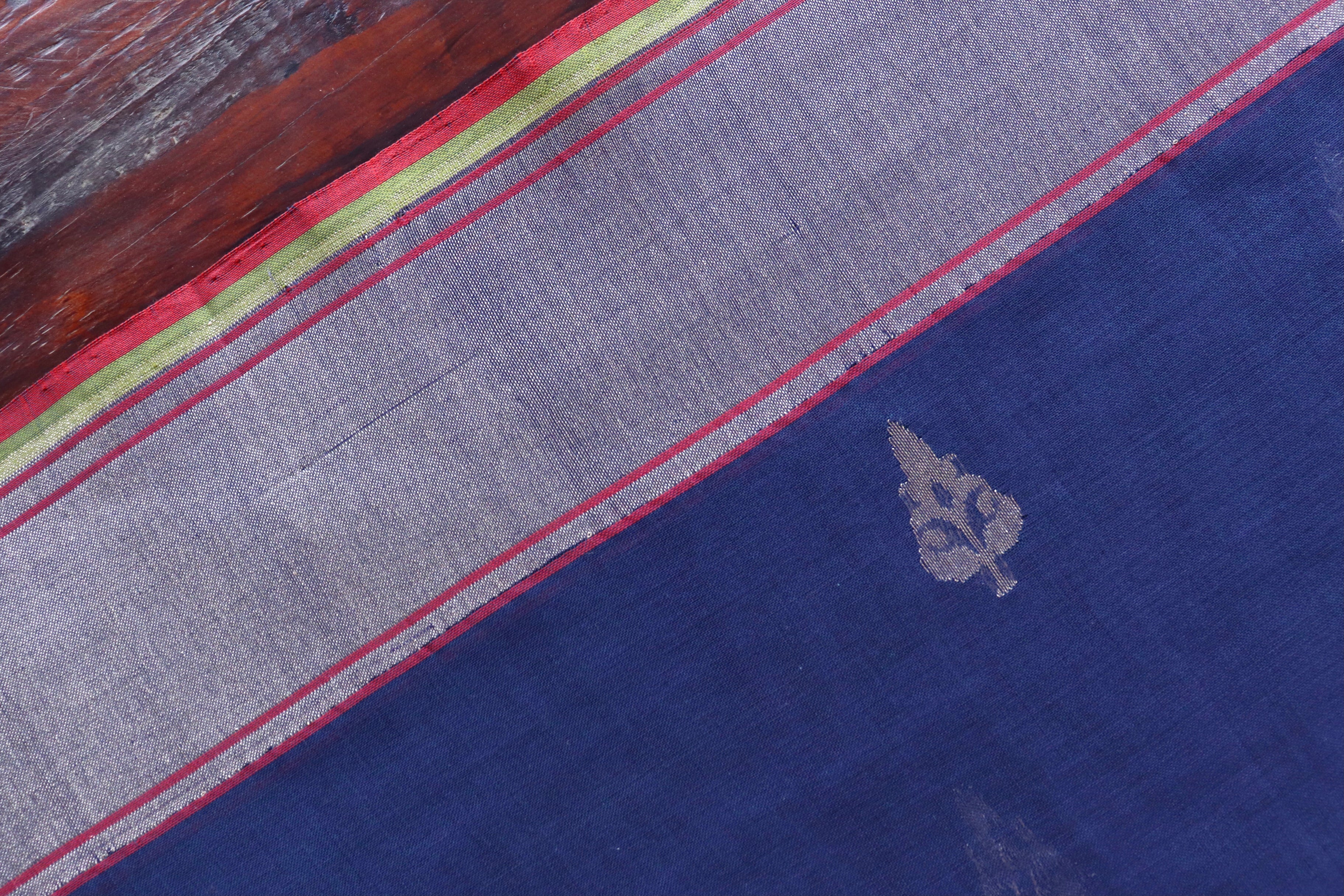 Blue Cotton Kadhua Motif Banarasi Handloom Saree