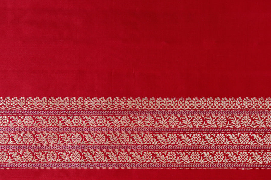 Red Peacock Motif Pure Silk Banarasi Saree | Stuti Weaves