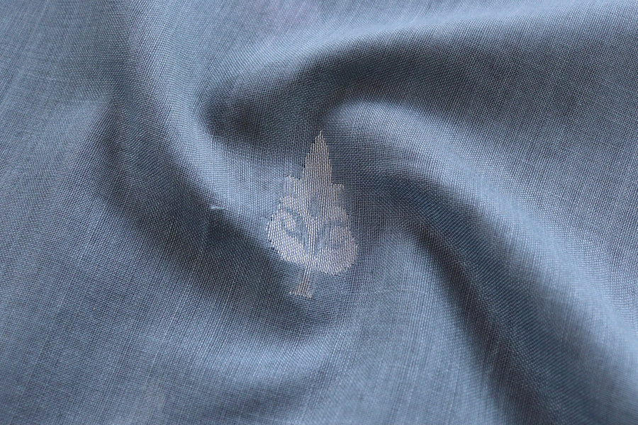 Grey Cotton Kadhua Motif Banarasi Handloom Saree