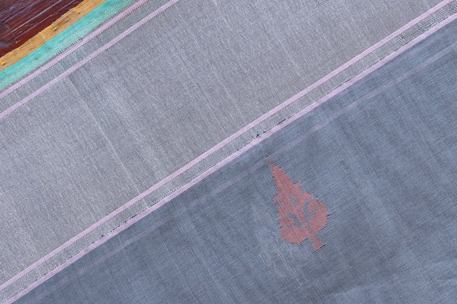 Grey Cotton Kadhua Motif Banarasi Handloom Saree